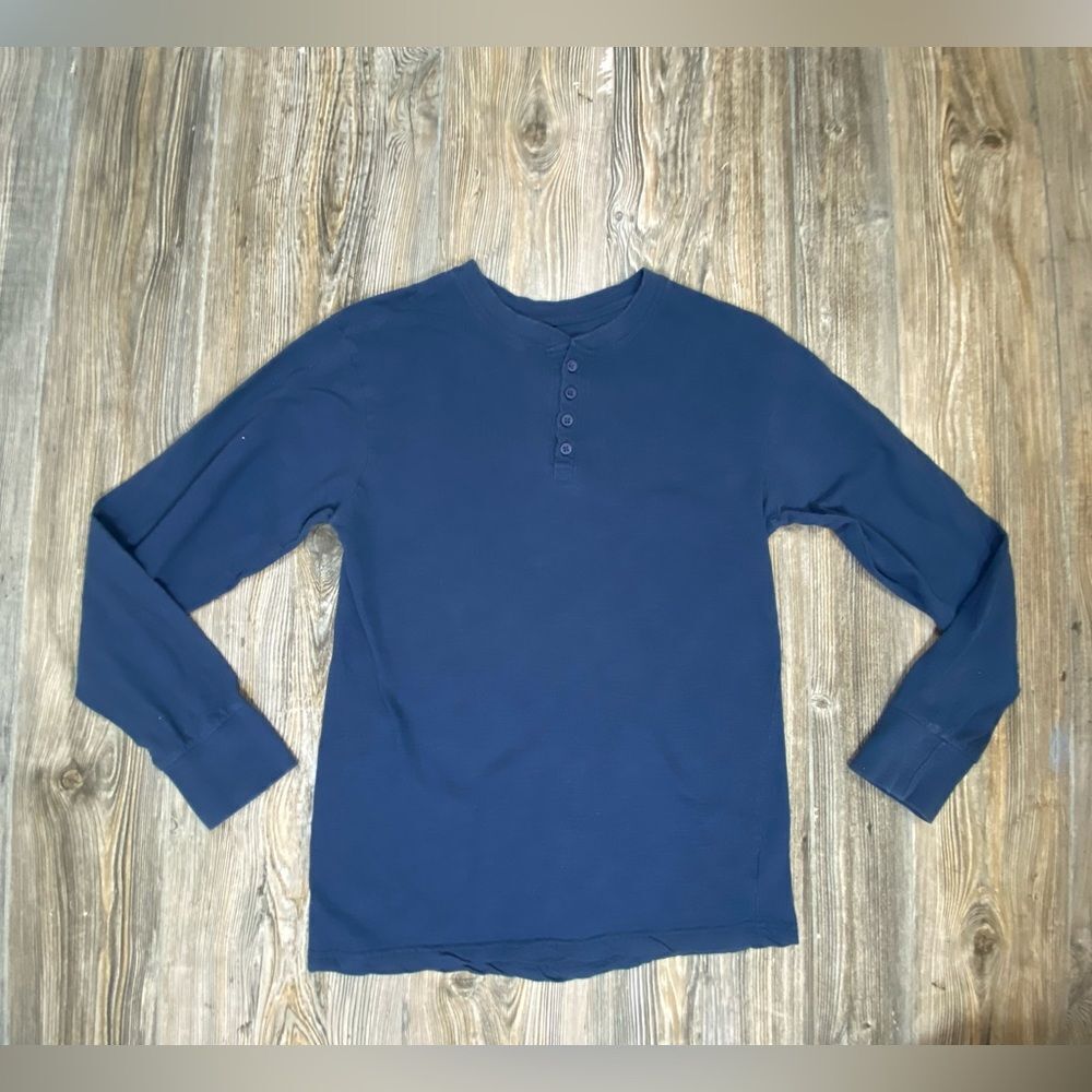 Jachs New York Men's Long Sleeve Henley Shirt Size Medium Blue